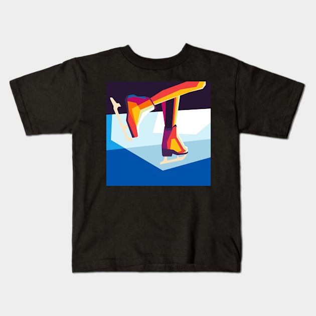 ice skating wpap Kids T-Shirt by cool pop art house